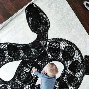 BRAND NEW Black and White Snake Area Rug